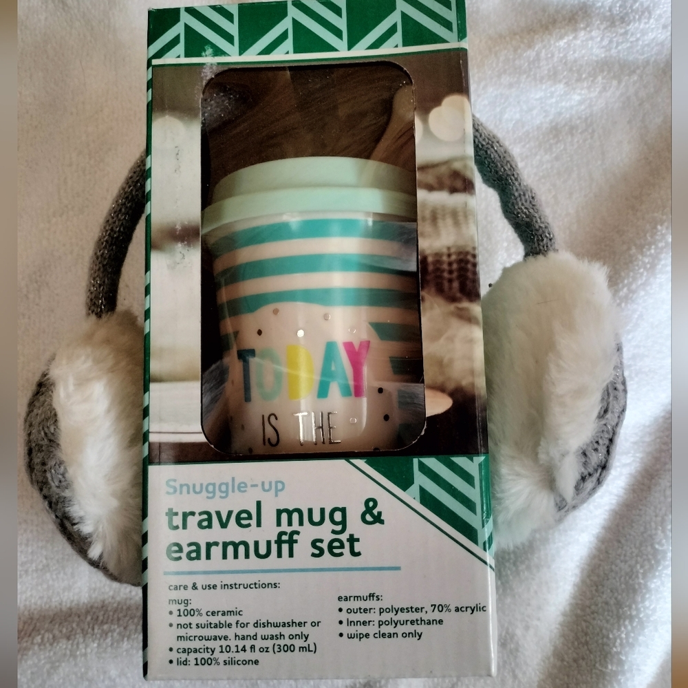 Travel mug and Ear muff set